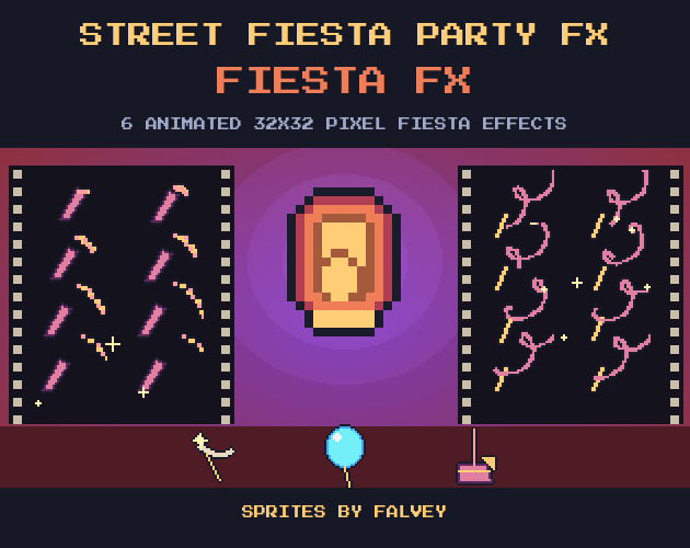 Street Fiesta Party FX: 6 Animated 32x32 Pixel Fiesta Effects (48 ...