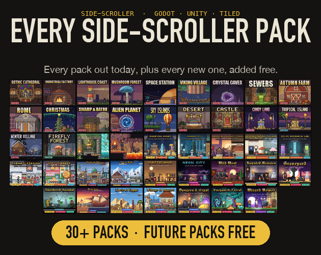 Crystal Caves added - Complete Side-Scroller Pixel Art Collection - All ...