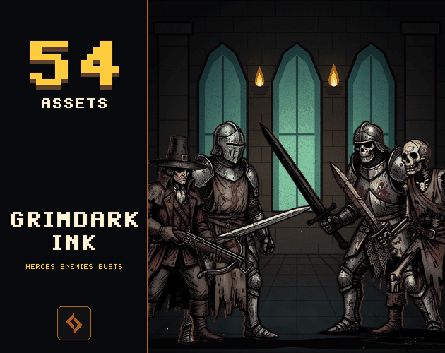 Grimdark Ink Battlers - 54 Gothic Characters by Antahonist