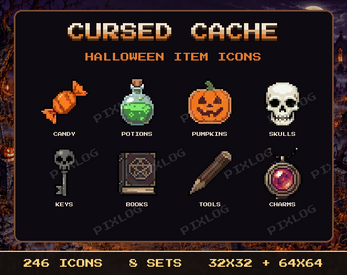 Cursed Cache — Halloween Item Icons by PixLog