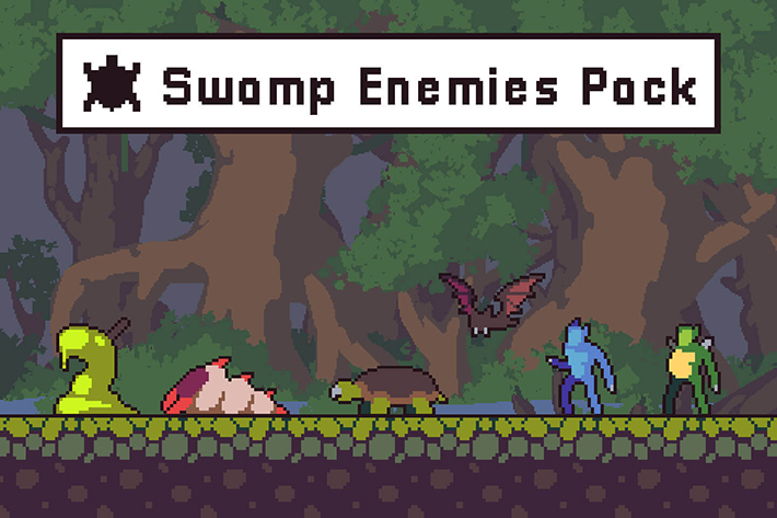 Free Swamp Game Tileset Pixel Art 