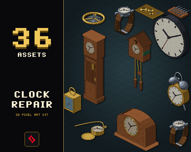 Watch & Clock Repair - 3D Pixel Art Kit by Antahonist