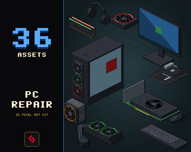 PC Build & Repair - 3D Pixel Art Kit by Antahonist