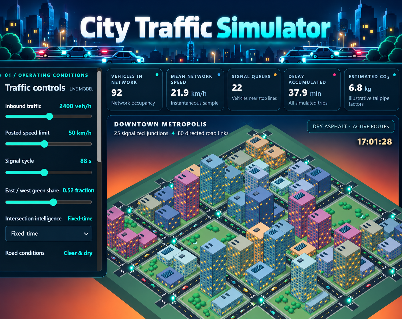 City Layout Simulation City Traffic Simulator by wynandmeyering