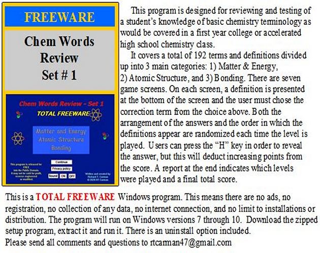 Chem-Words Review - Set 1