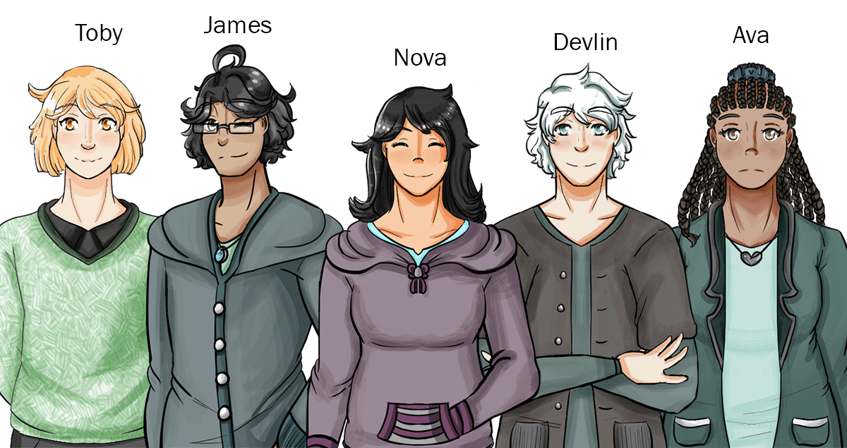 The Love Hues! cast and one of their alternate outfits!