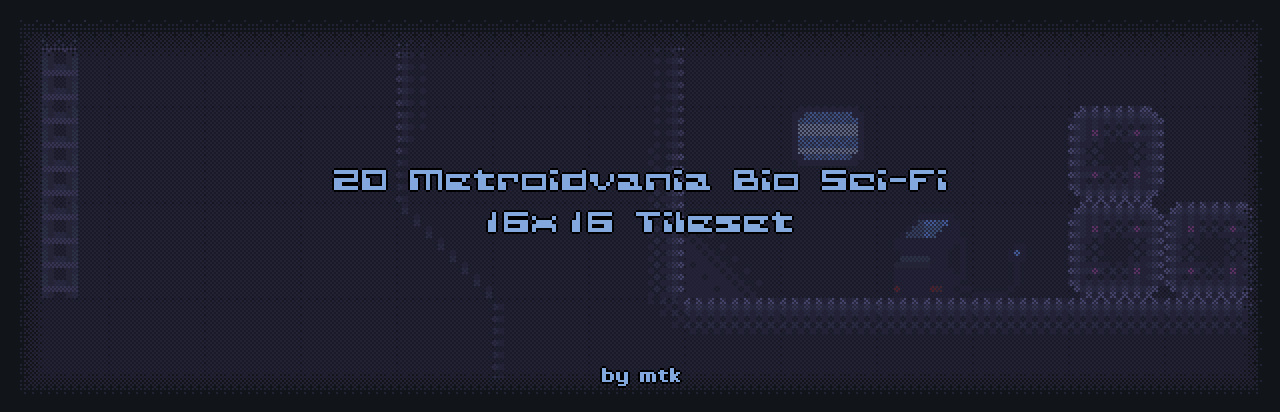 2D Metroidvania Bio Sci-fi Tileset 16x16