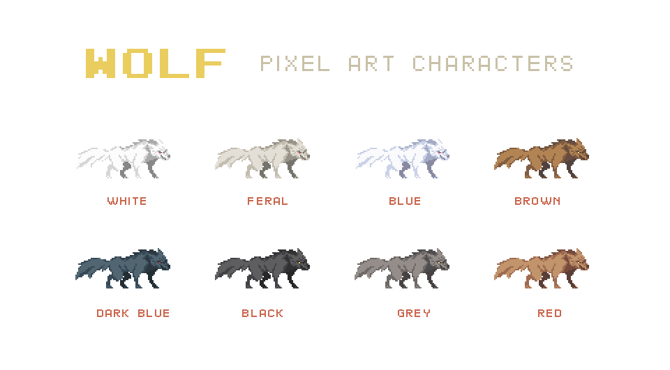 Wolf Pixel Art Character