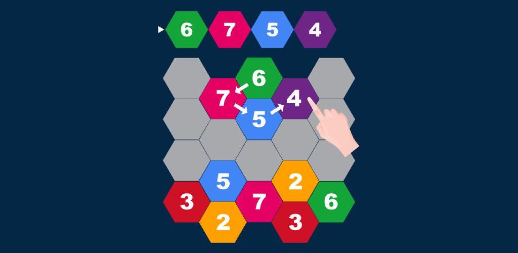 Hexagons Puzzle Slide n Clear Numbers by ganaysa