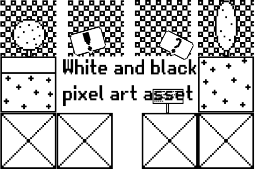 White & black 8bits asset (x32 sprites)