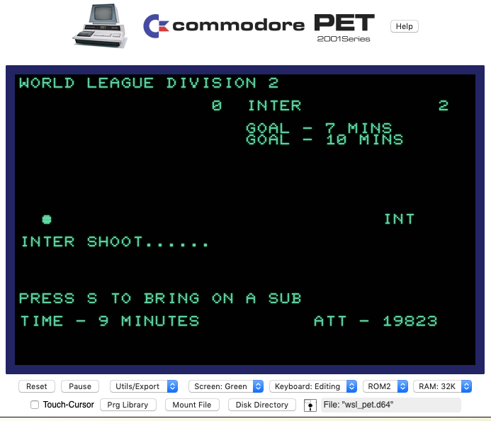World Soccer League (Commodore PET)