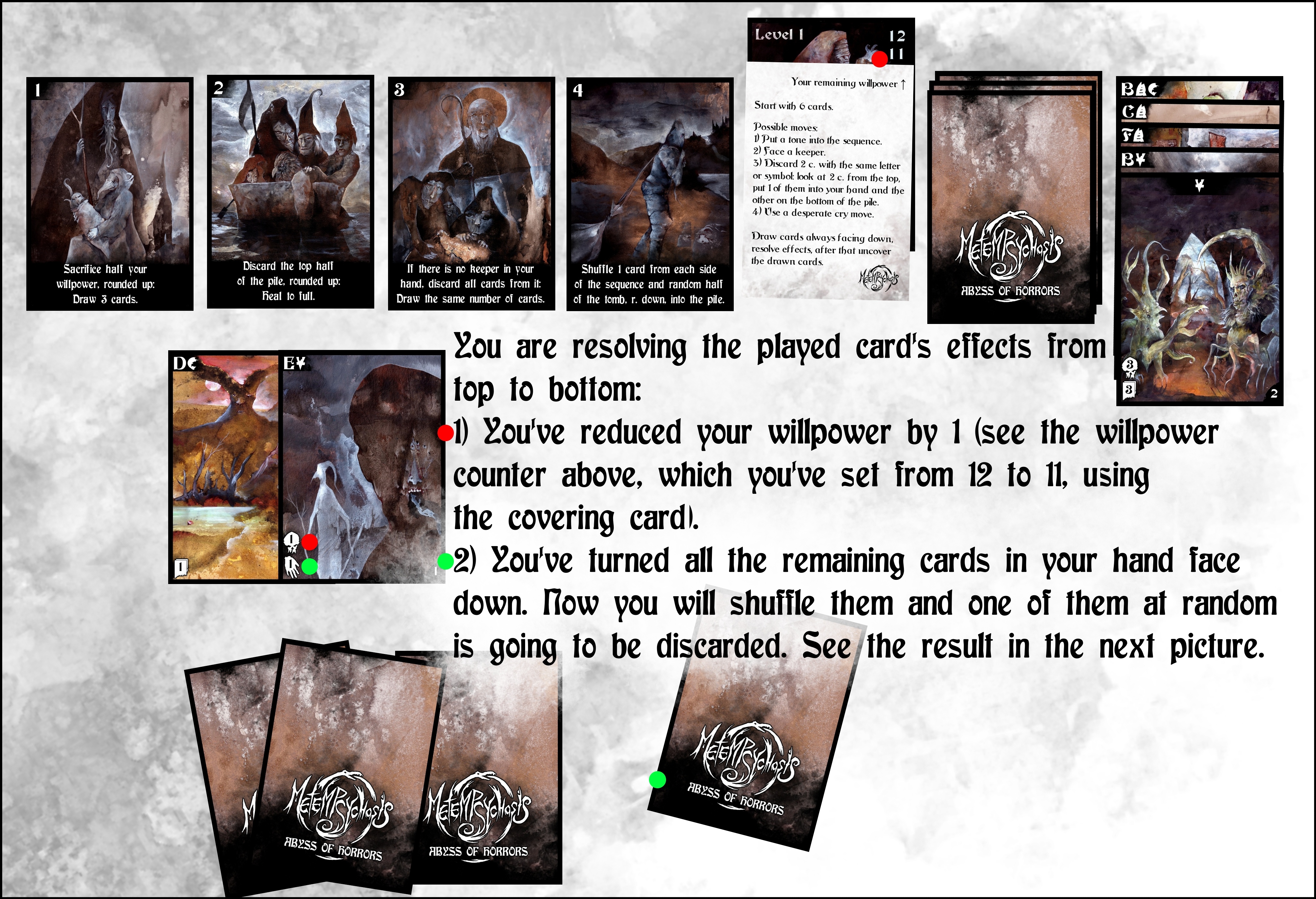 A page from the gameplay example picture booklet