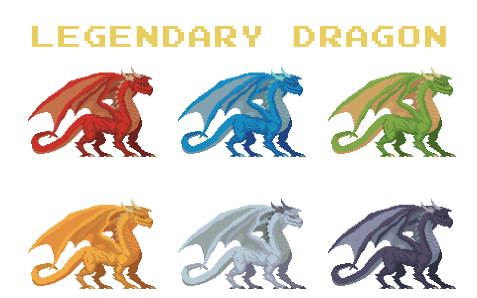 Legendary Dragon Pixel Art Character