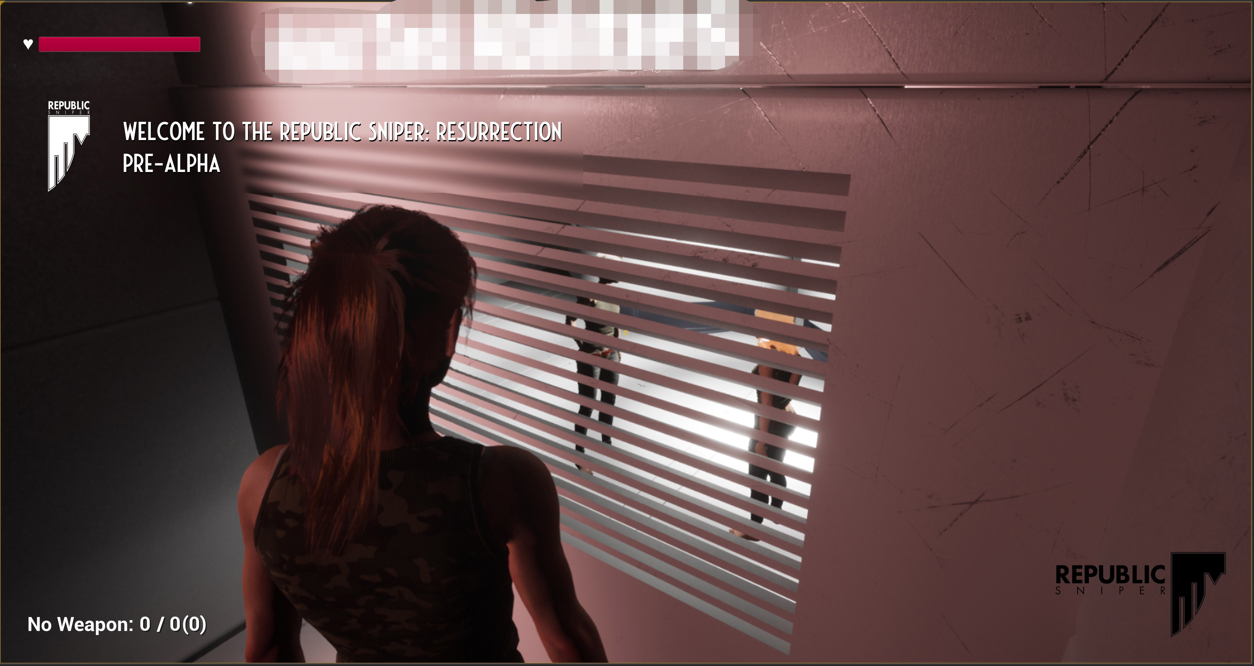 A screenshot showing the player looking through a ventilation vent at people having a conversation