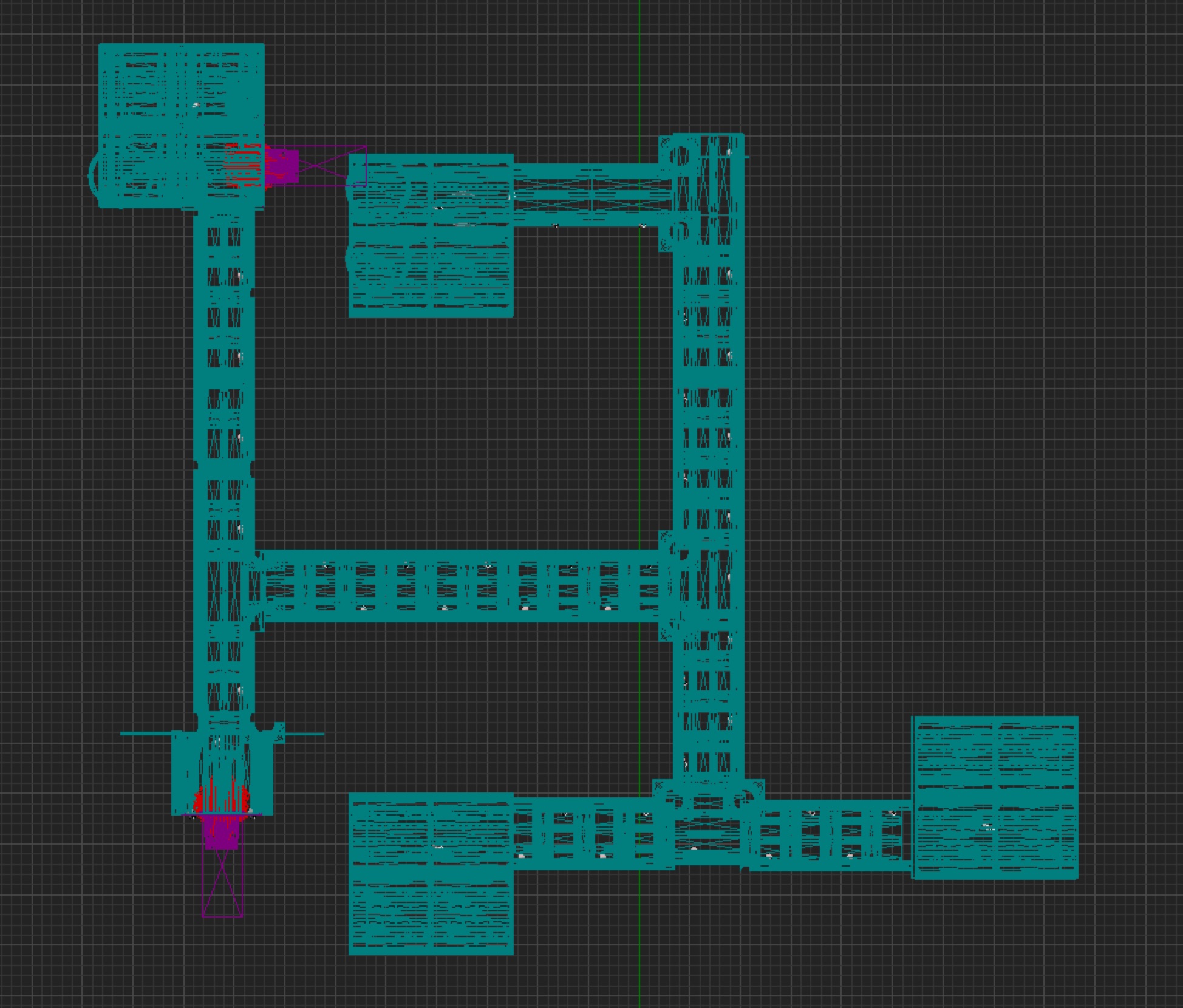 An orthographic view of just the upper level of the map.