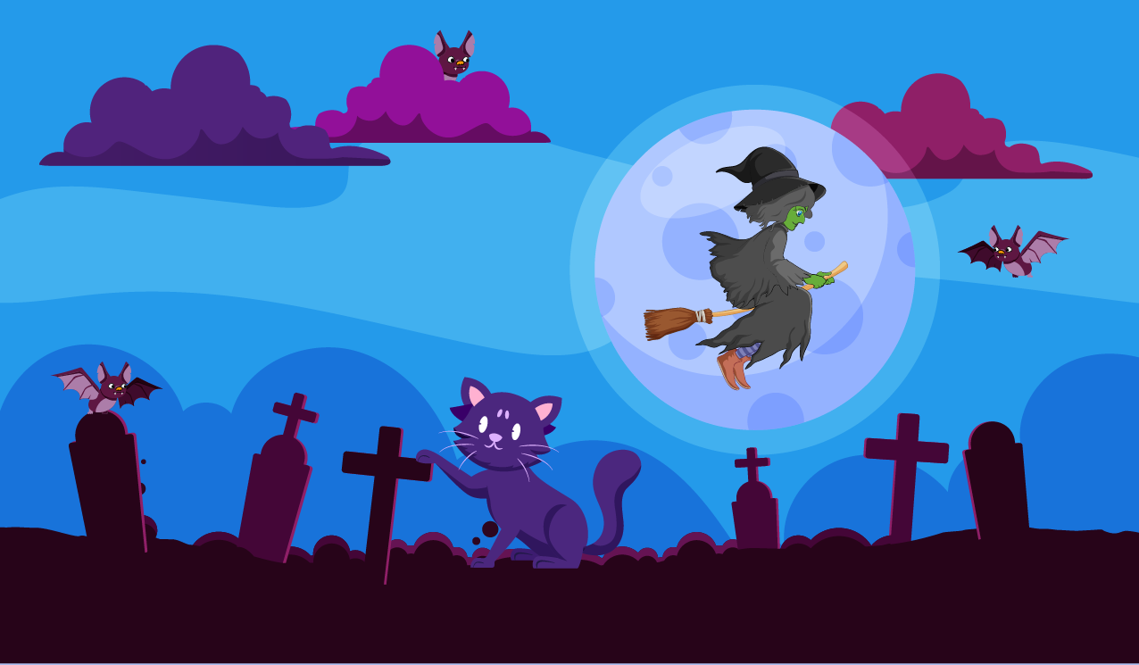 Witch Cat Broomstick