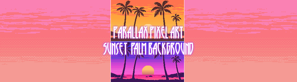 Free Pixel art Tropical Sunset Background