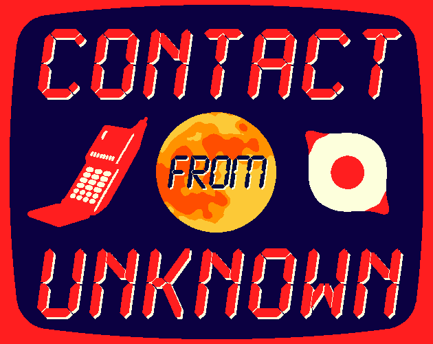 Contact from Unknown cover, with 3 emoji: an old flip phone, a realistic full moon, and an unblinking eye