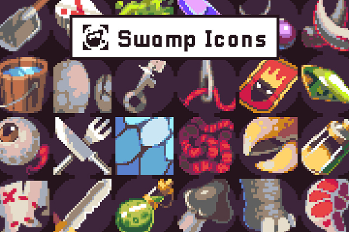 Free Swamp Game Tileset Pixel Art 