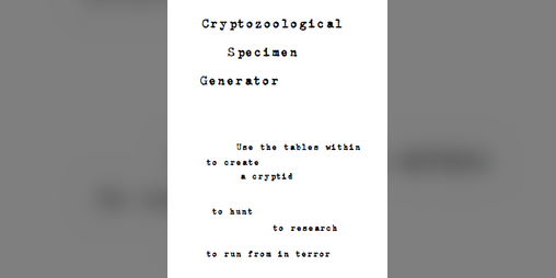 Cover image for Cryptozoological Specimen Generator