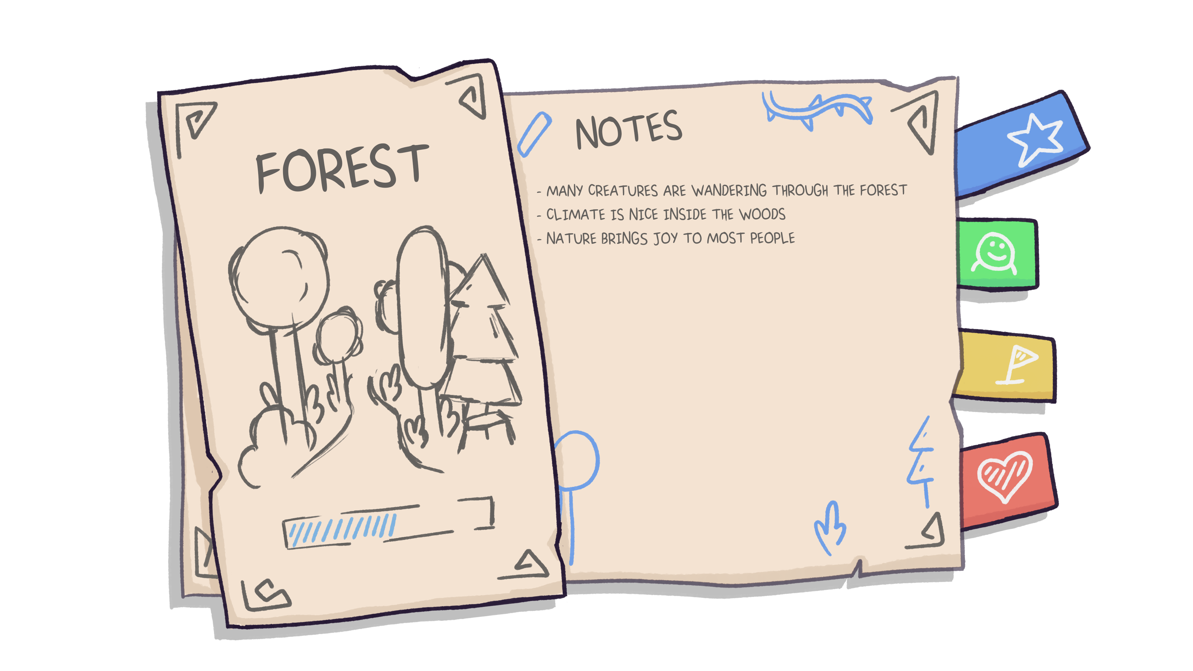 Drawing of player´s notebook