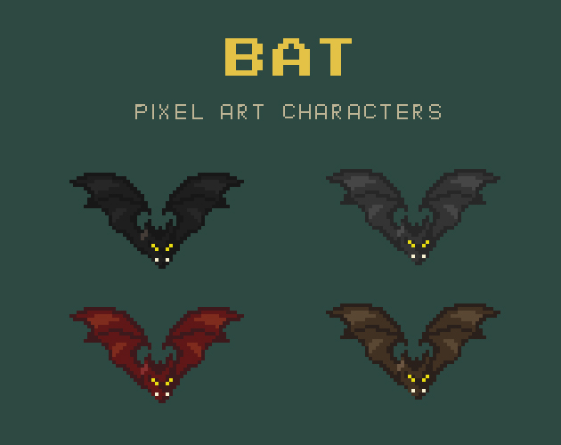 Bat Pixel Art Character By Sanctumpixel