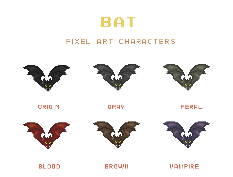 Bat Pixel Art Character