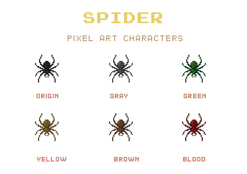 Spider Pixel Art Character
