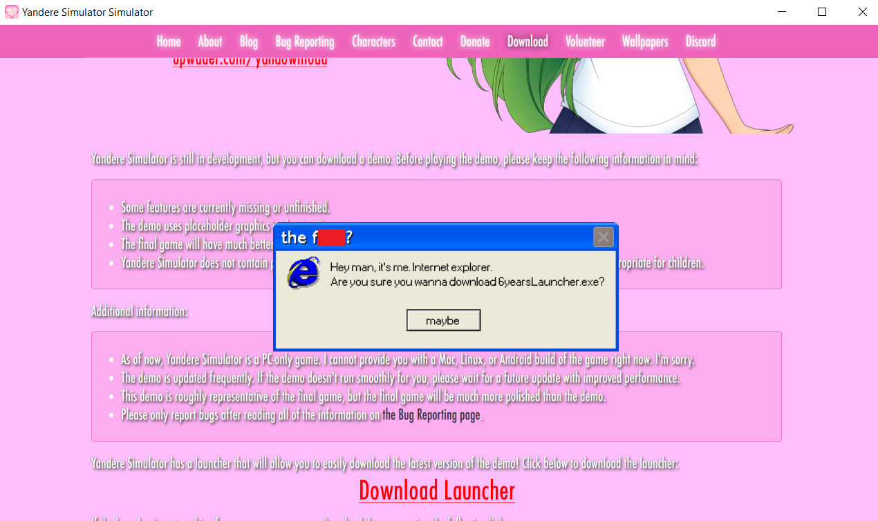 yandere simulator game launcher