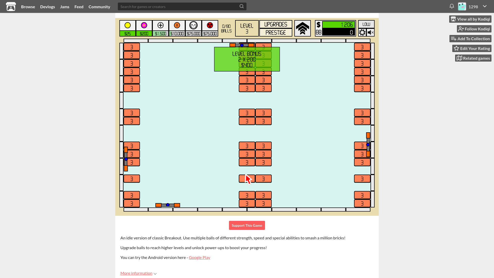 Kodiqi Games on X: Working on more Boss Bricks for Idle Breakout