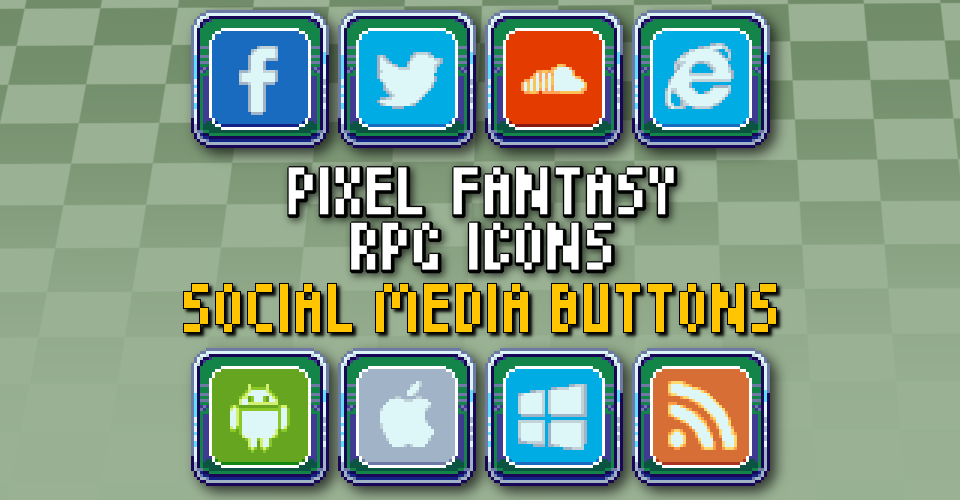 PIXEL FANTASY RPG ICONS - Social Media Buttons