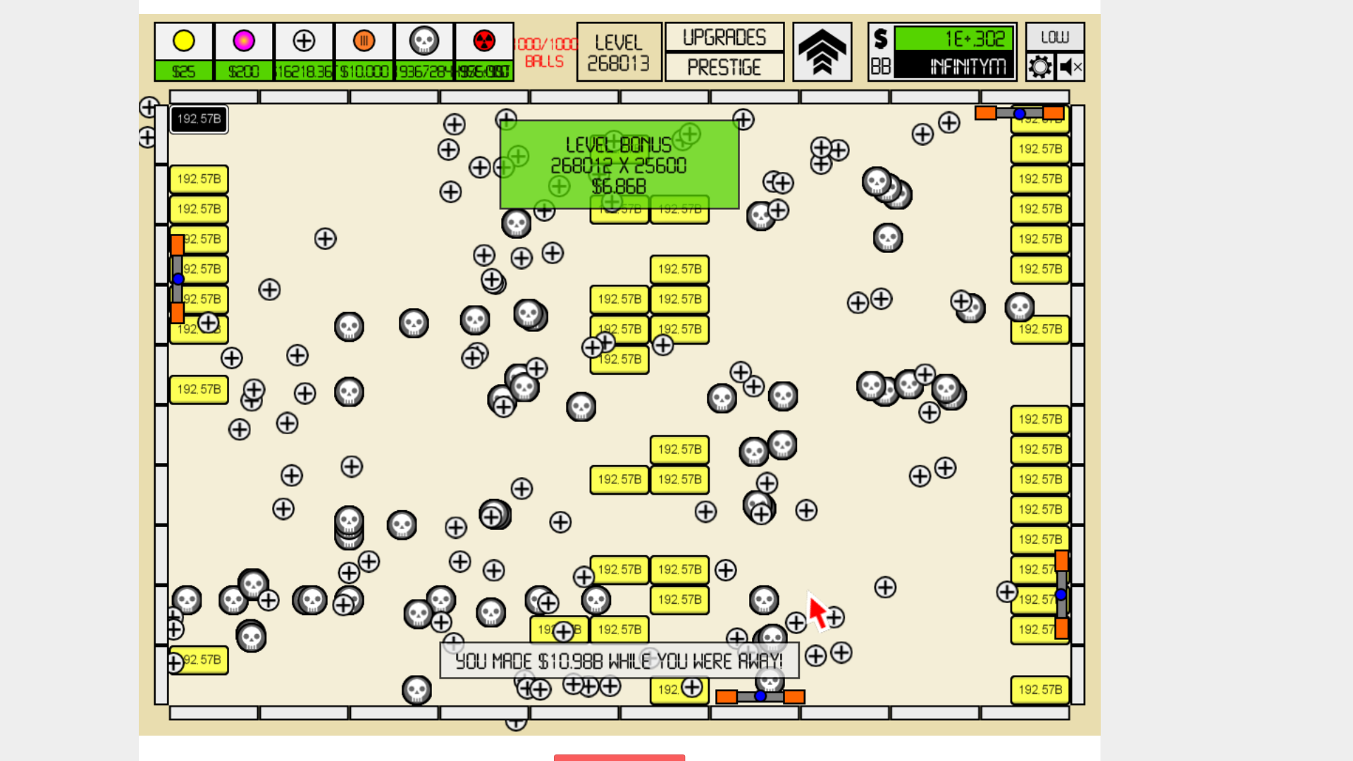 Idle Breakout level 1000 in 2 minutes 19 seconds 