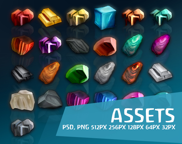 Assets: UI Resource Icons [Minerals] by Wenrexa