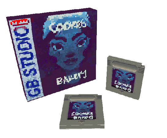 Game box and two cartridges (3d mockup)