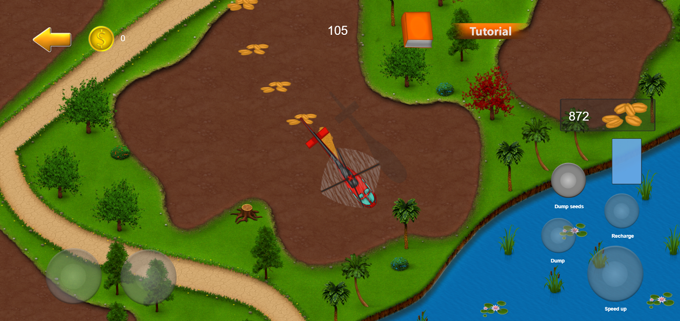 Helicopter: Putting out fires and planting trees  - Construct 3 (HTML5)