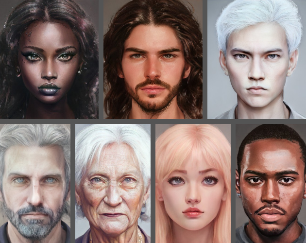 120 Realistic avatars for RPG (ethnic, gender and age diversity) by Ladadori