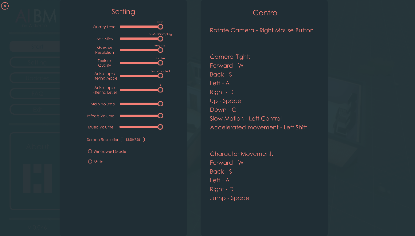 Settings for graphics and sound quality AIBM