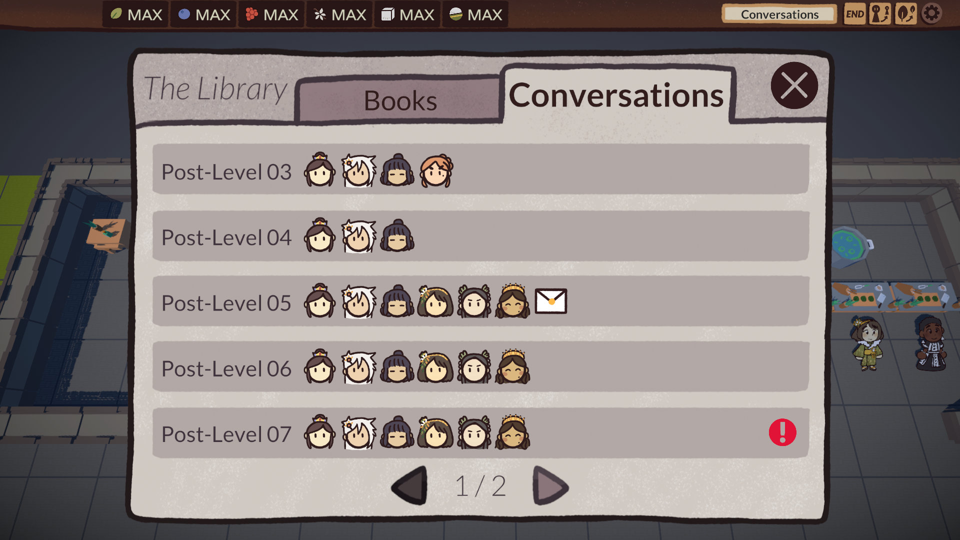 Conversations Tab of the Library