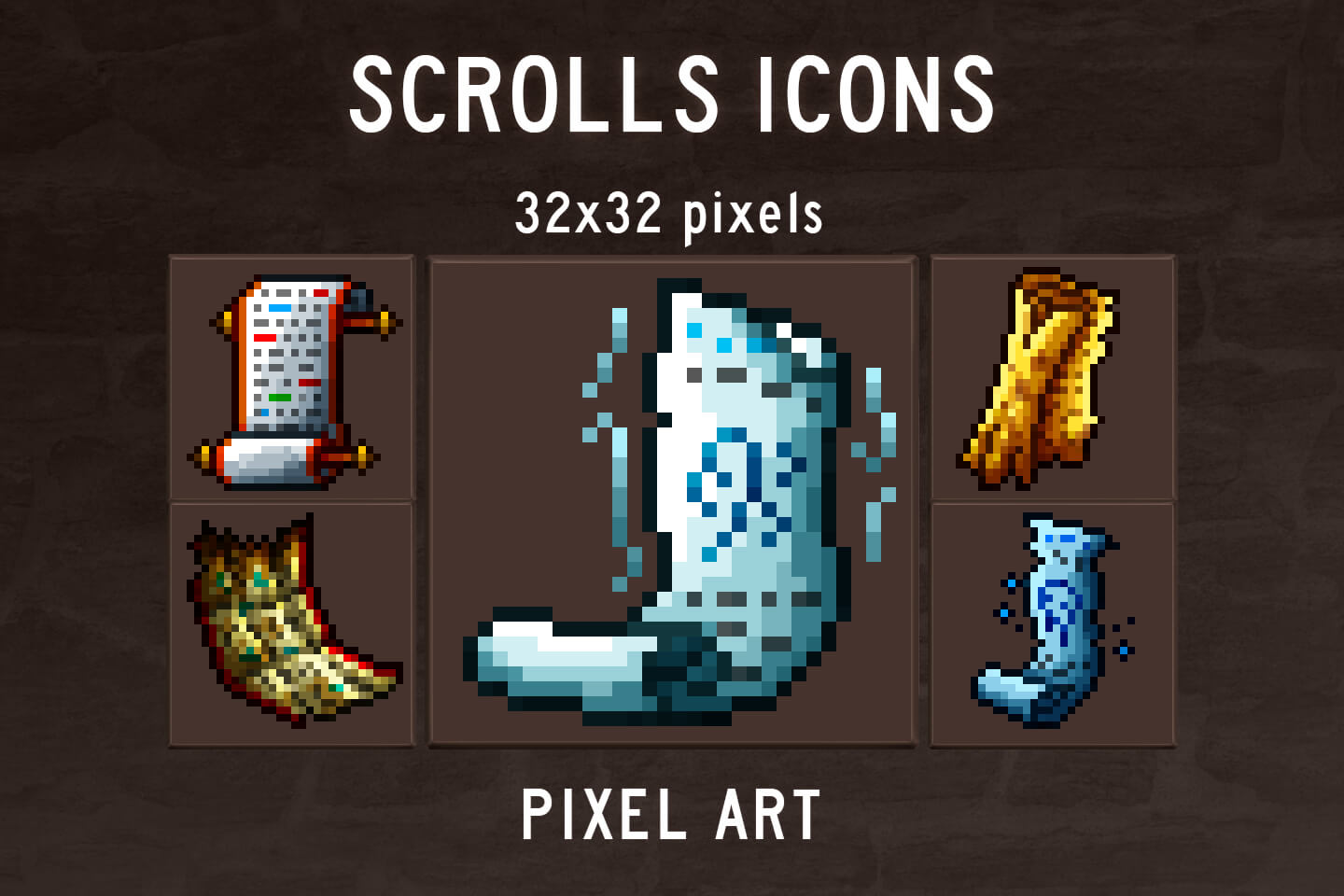 48 Scroll Pixel Art Icons Pack By Free Game Assets Gui Sprite Tilesets 5760