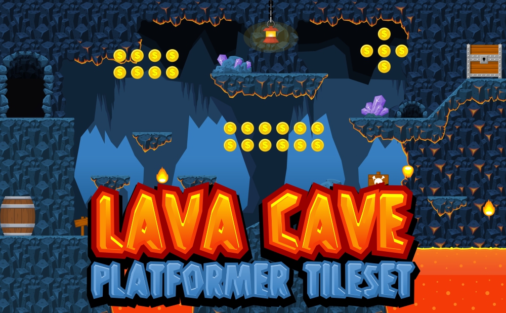 Lava Cave - Platformer Tileset