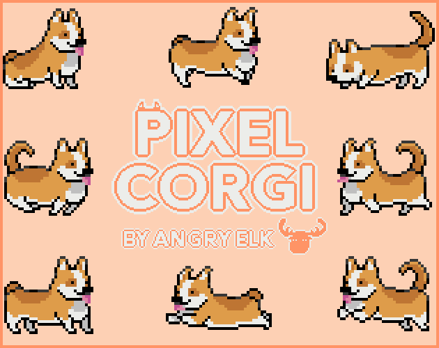 Spotted Corgi Sprites Game Asset, Game Assets