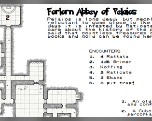 One Page Dungeon - Forlorn Abbey of Pelaios  