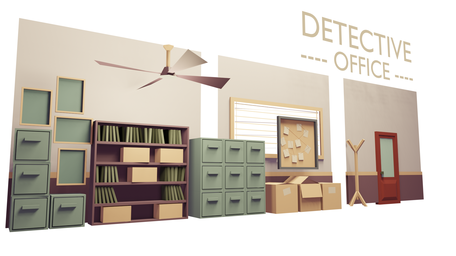 Low Poly - Detective Office - Assets