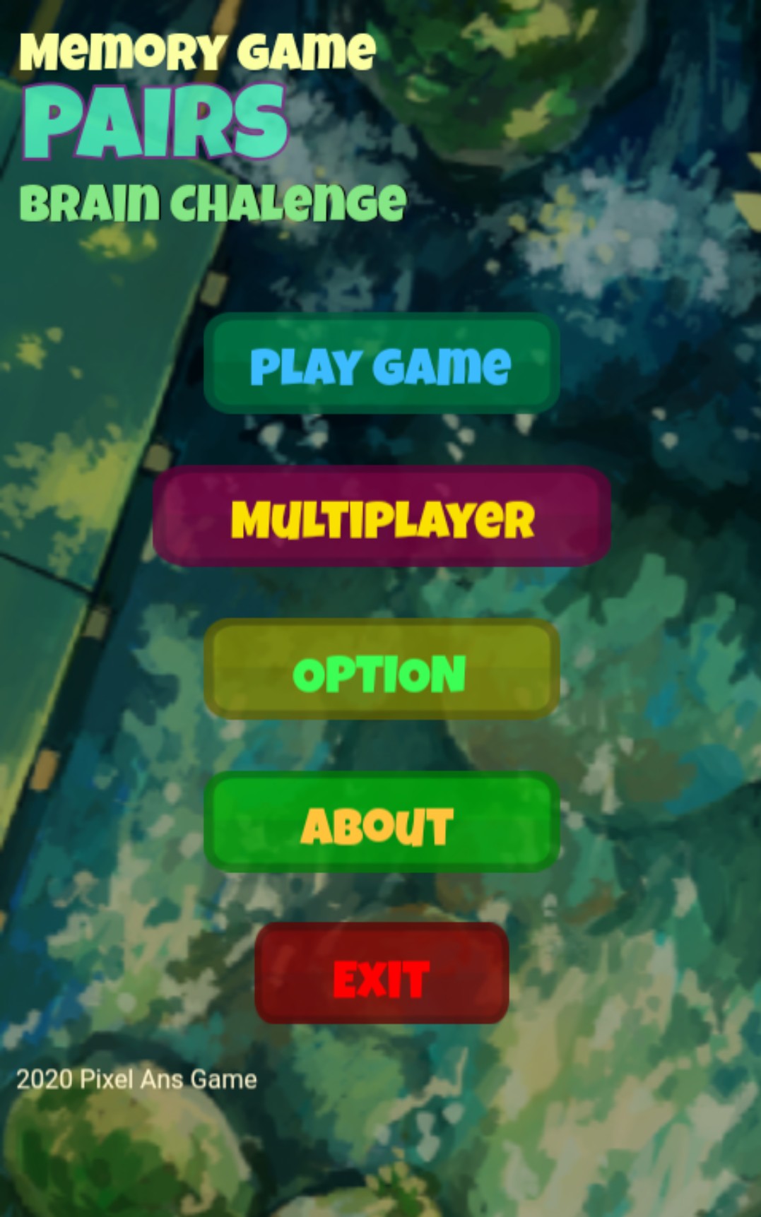 Cover image for Memory Game PAIRS Brain Chalenge