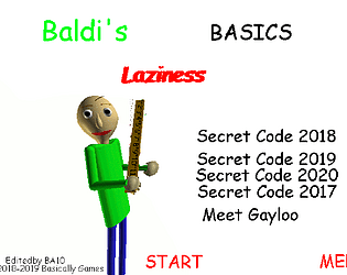 Cheat menu on Baldi on 1.4.3 Baldi's Basics by LavaPava48 - Game Jolt