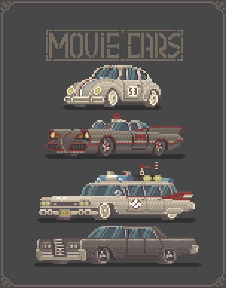 Pixel art movie cars