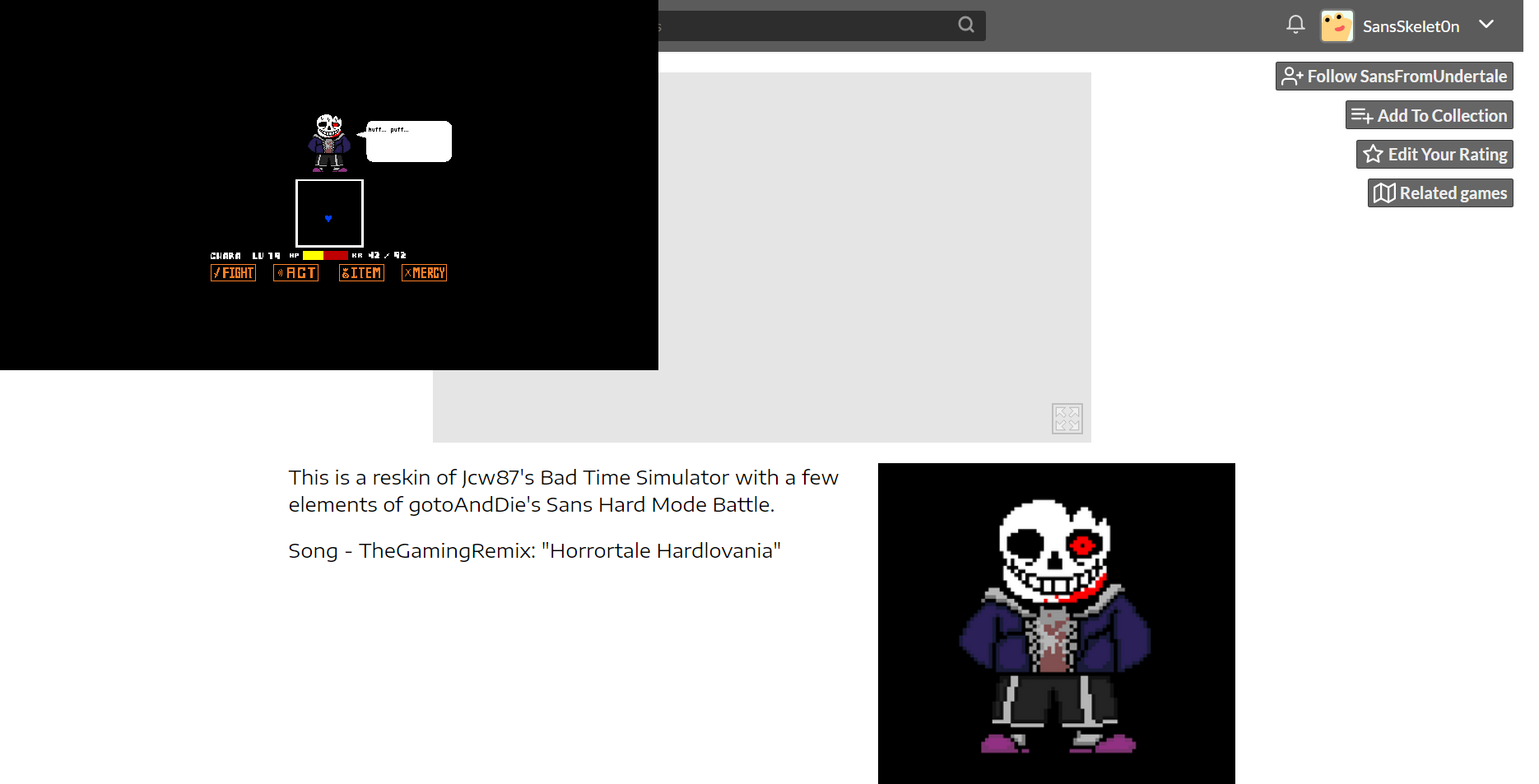 Post by SansSkelet0n in Bad Time Simulator - Horrortale comments