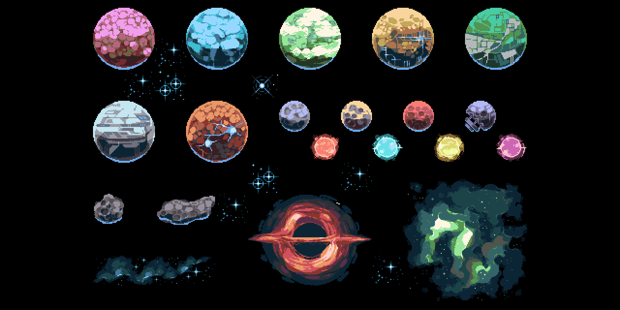 Free Celestial Objects Pixel Art Pack