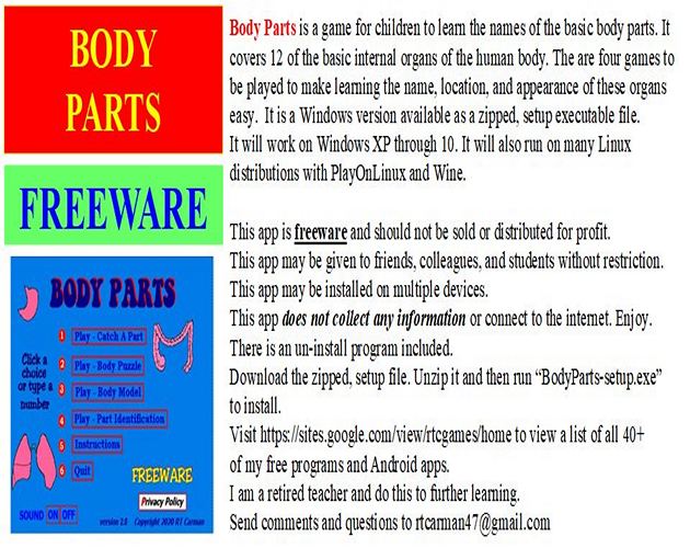 Body Parts Window's Game