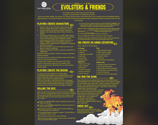 Evolsters & Friends - A One-Page RPG   - Want a Pokémon-themed hack of Lasers & Feelings? Here you go. 